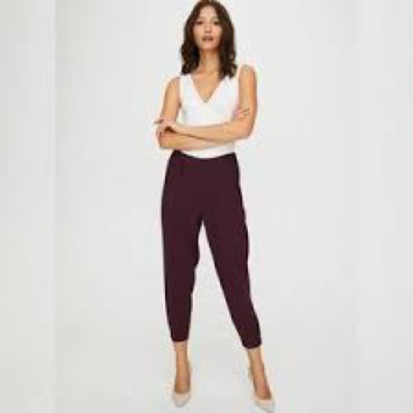 Aritzia Babaton Dexter Pull On Tuxedo Crop Jogger Trousers in Eggplant size XS - Picture 10 of 10